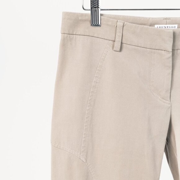 Brunello Cucinelli Khaki Cotton-Twill Skinny Pants - Picture 4 of 11